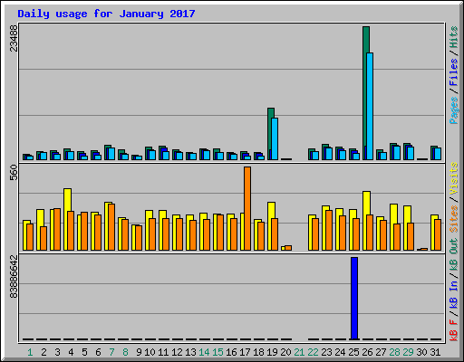 Daily usage for January 2017