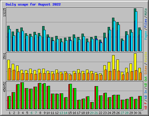 Daily usage for August 2022